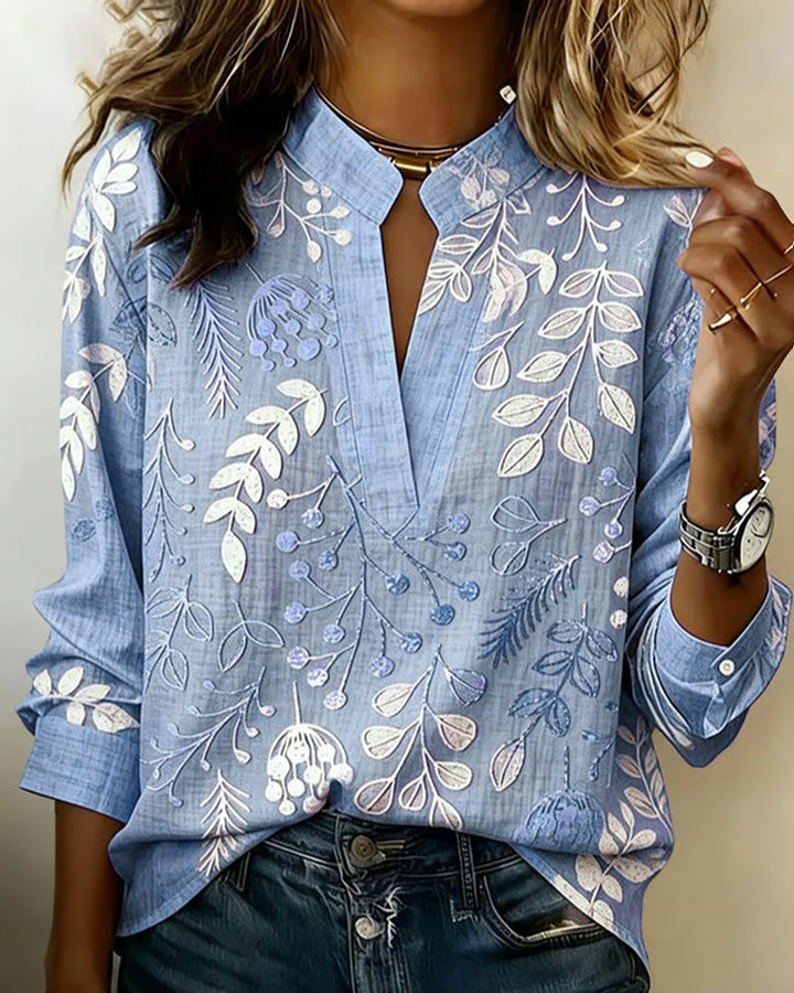 Blouse Fleurie Femme Col V Toucher Doux