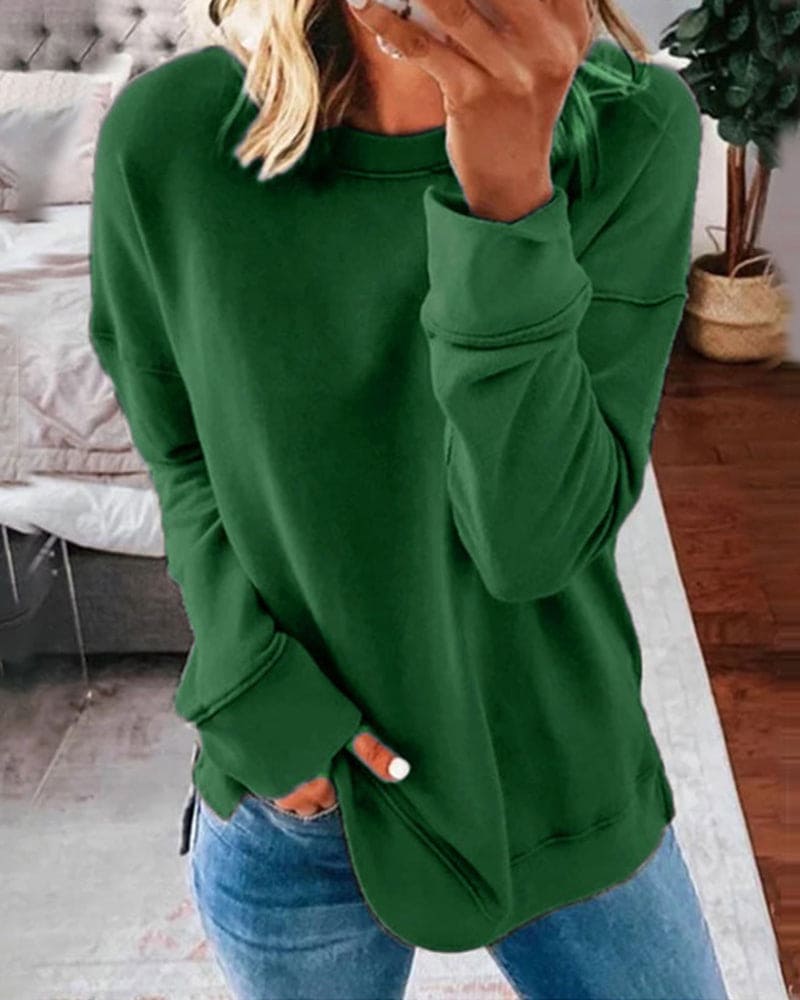 Pull Femme Col Rond Manches Longues Décontracté