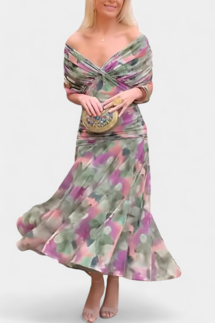 Robe Longue Fluide Femme Épaules Dégagées Soirée