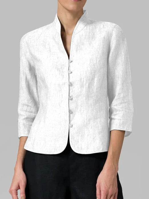 Blouse Femme Col Montant Boutonnée