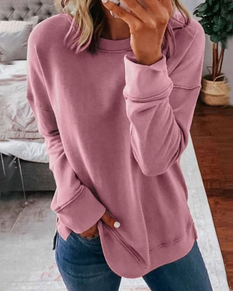 Pull Femme Col Rond Manches Longues Décontracté