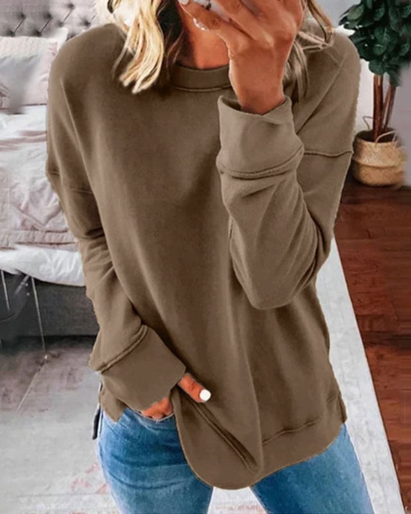 Pull Femme Col Rond Manches Longues Décontracté