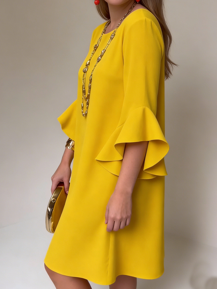 Women's Flowing Dress with Flared Sleeves