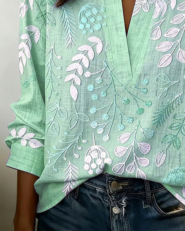 Blouse Fleurie Femme Col V Toucher Doux