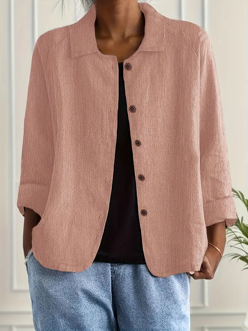 Blazer leve casual com botões para mulher