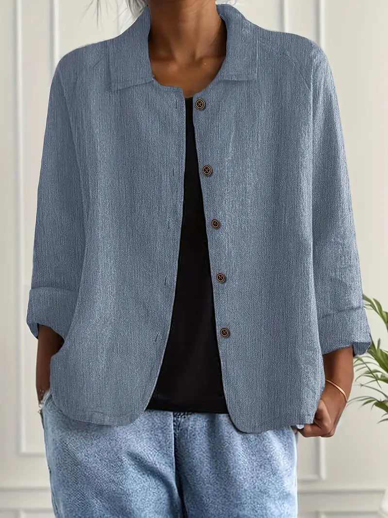 Blazer leve casual com botões para mulher