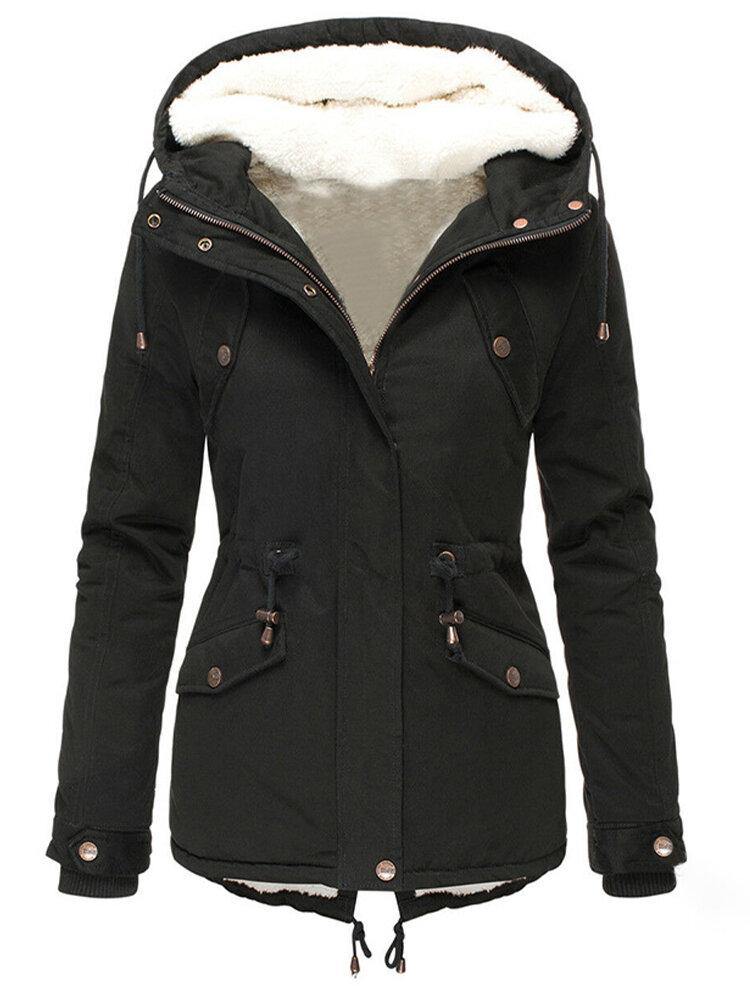 Damparkas med huva och fleecefoder