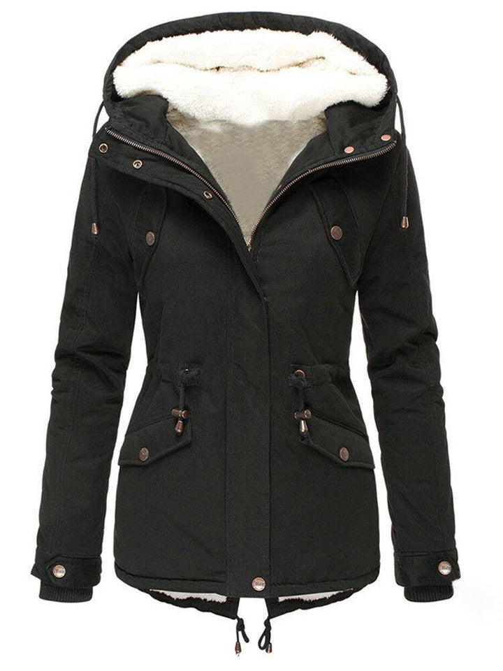 Damparkas med huva och fleecefoder