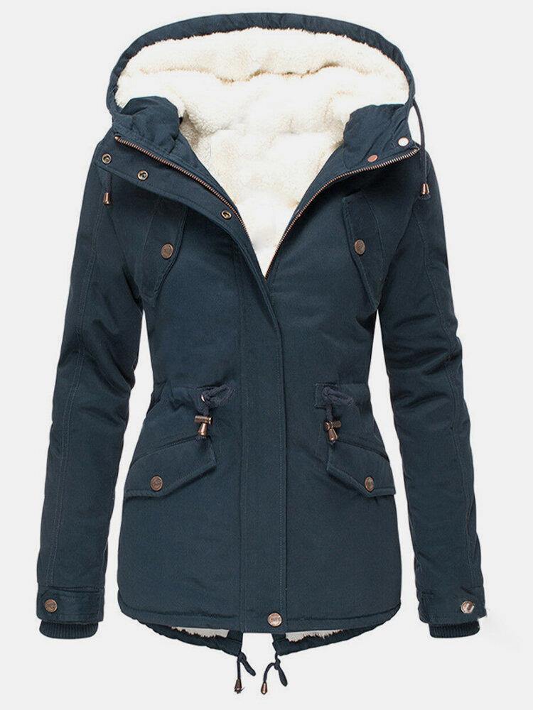 Damparkas med huva och fleecefoder