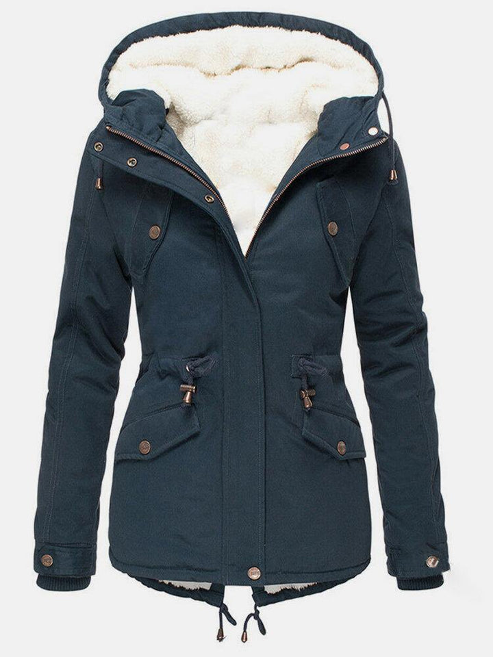 Damparkas med huva och fleecefoder