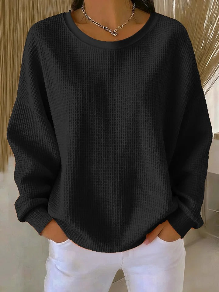 Felpa da donna a maniche lunghe in maglia goffrata