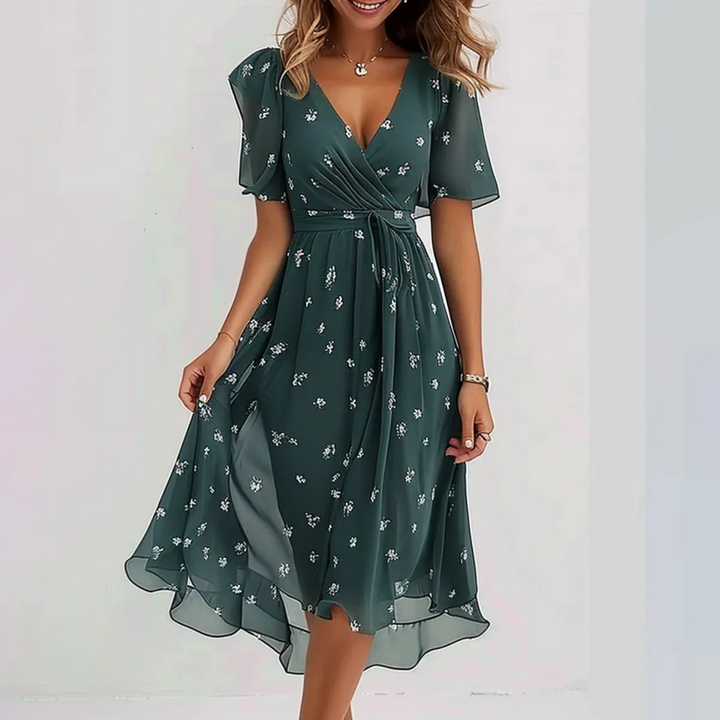 Robe Femme Fluide Portefeuille Imprimée Été