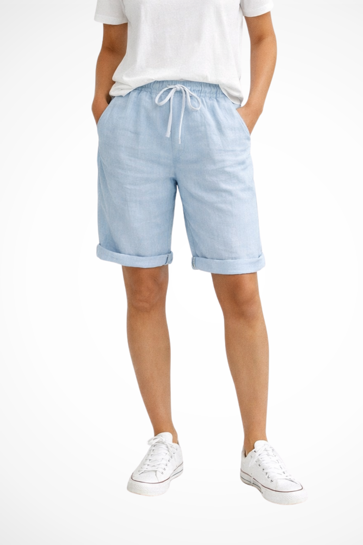 Short en Lin Femme Taille Ajustable Été