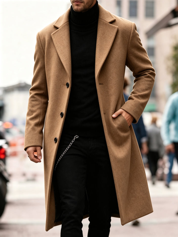 Trench classico invernale da uomo monopetto