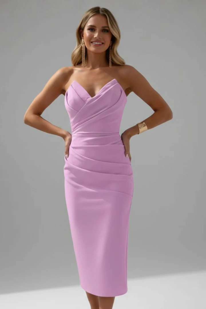 Robe Midi Femme Décolleté Cœur Cocktail