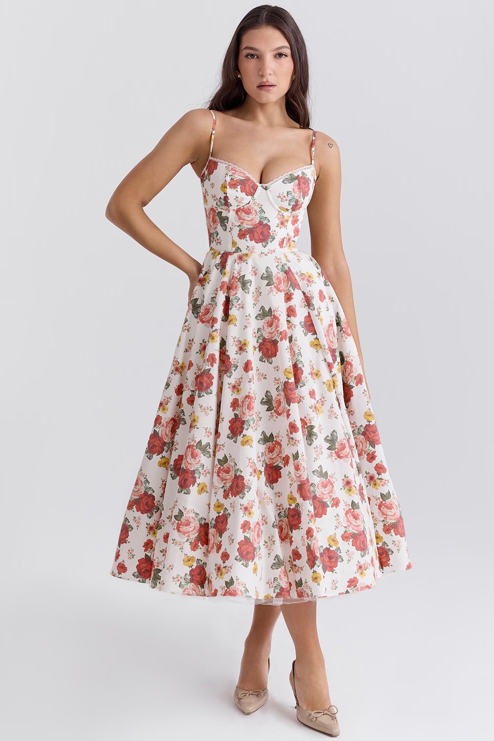 Robe Satinée Évasée Femme Soirée