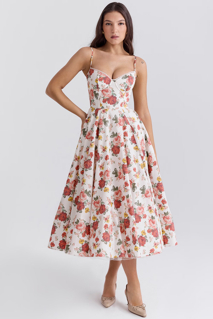 Robe Satinée Évasée Femme Soirée