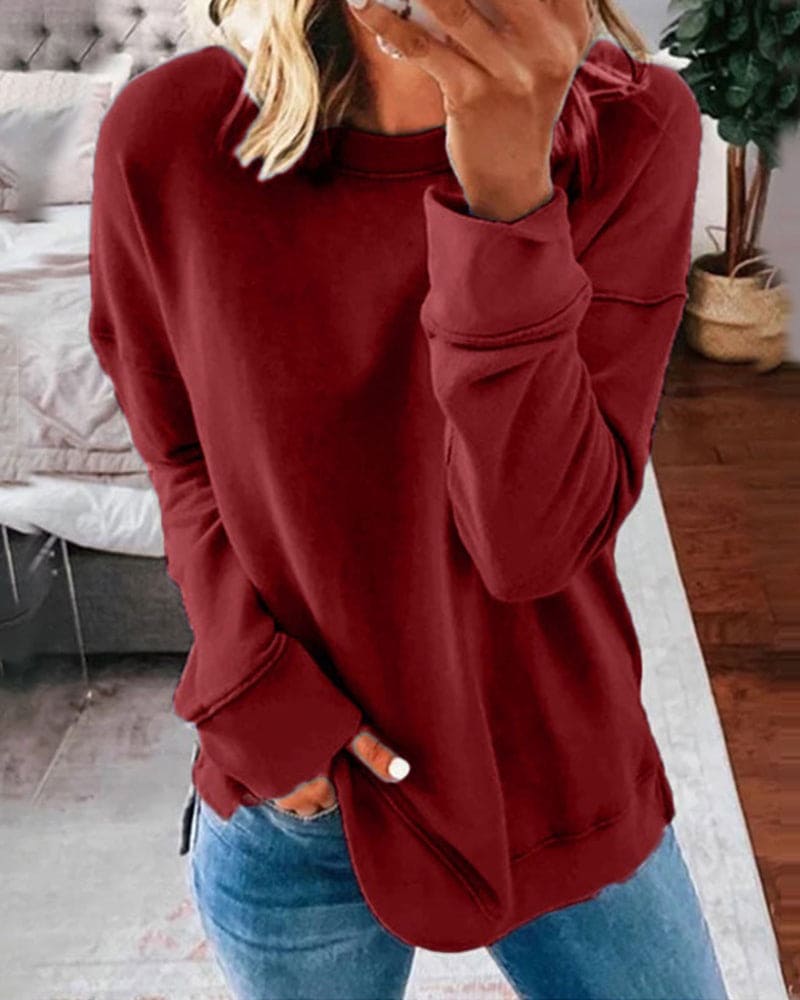 Pull Femme Col Rond Manches Longues Décontracté
