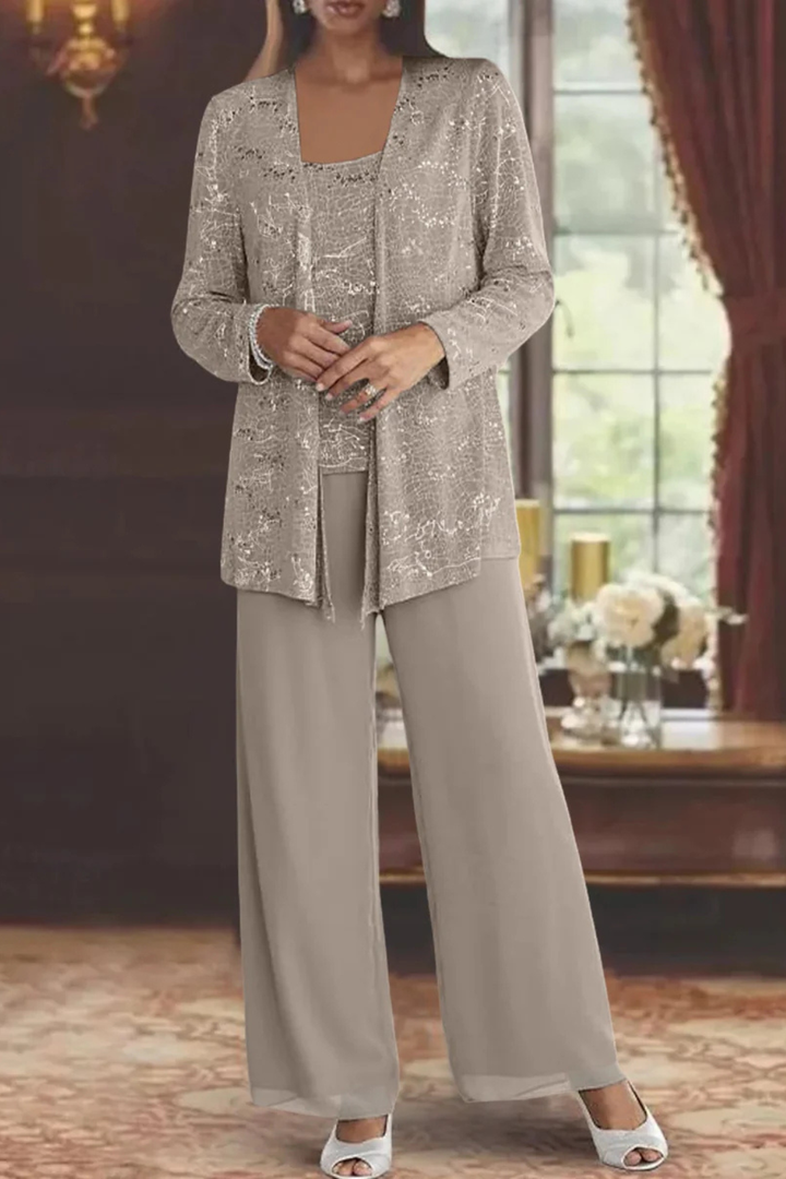 Ensemble Trois Pièces Femme Veste Pantalon Fluide
