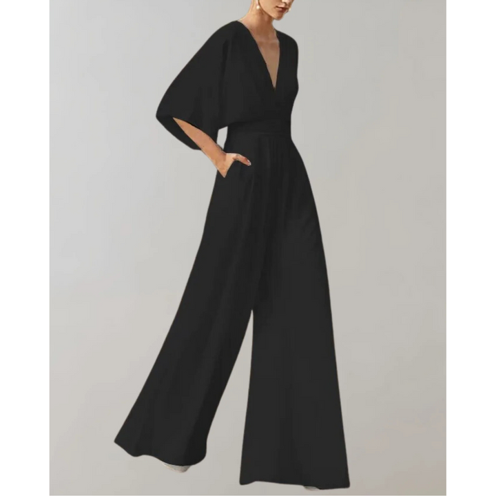 Combinaison Pantalon Femme Col V Manches Amples