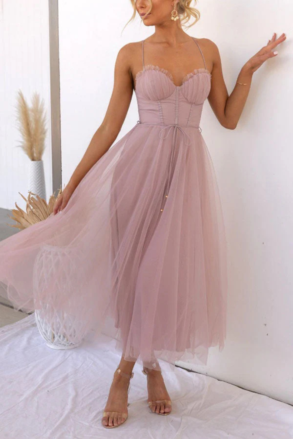 Robe Midi Bustier Tulle Femme Cérémonie