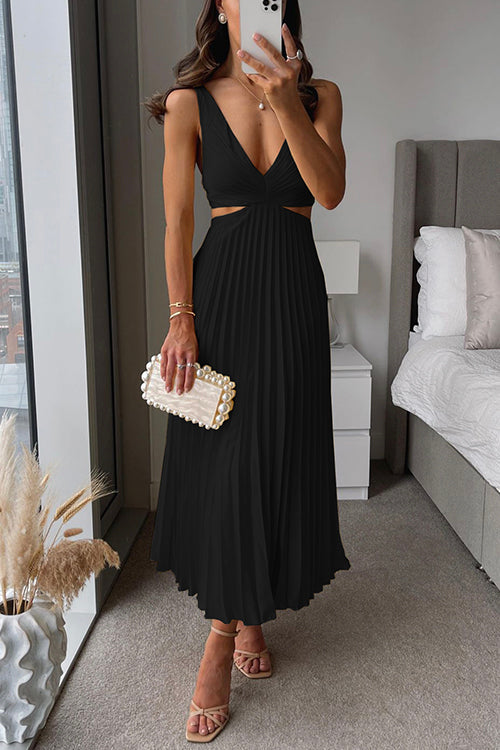 Robe Midi Plissée Femme Décolleté Croisé