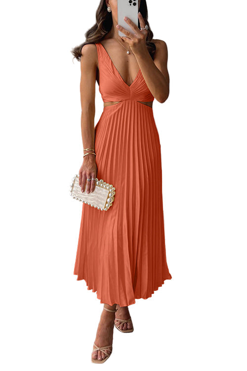 Robe Midi Plissée Femme Décolleté Croisé