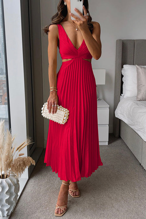 Robe Midi Plissée Femme Décolleté Croisé