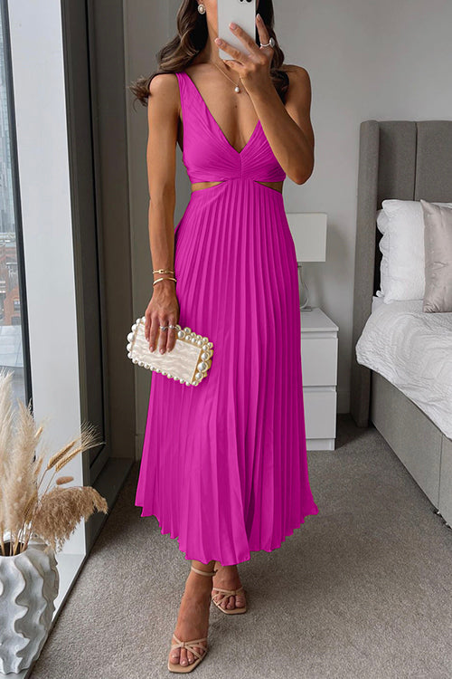 Robe Midi Plissée Femme Décolleté Croisé