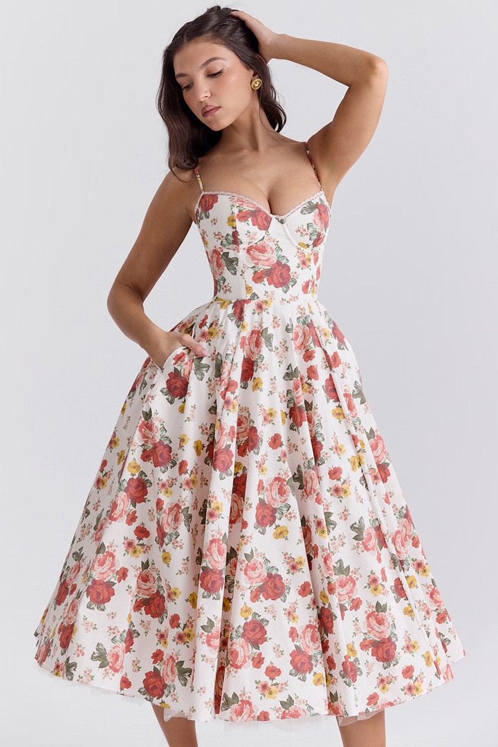 Robe Satinée Évasée Femme Soirée