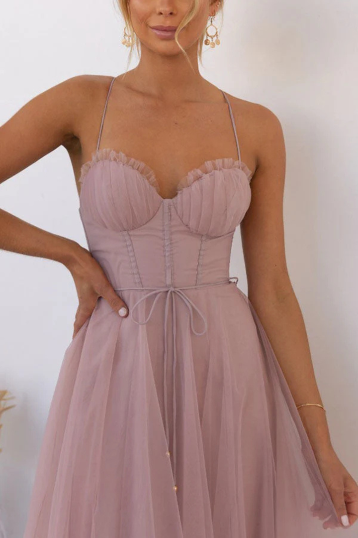 Robe Midi Bustier Tulle Femme Cérémonie