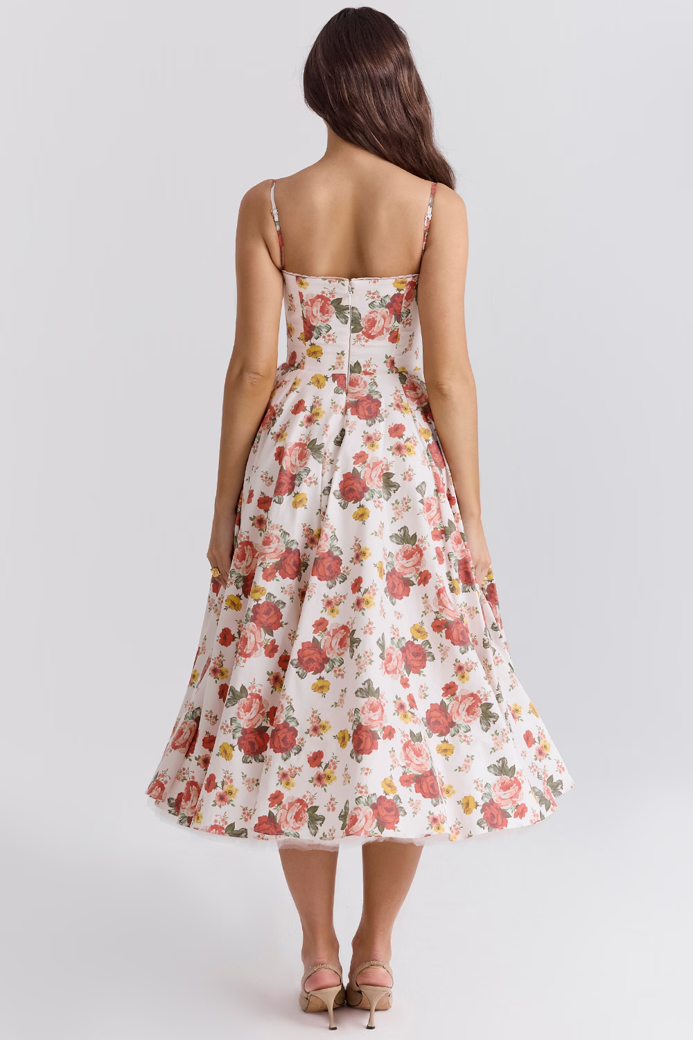 Robe Satinée Évasée Femme Soirée