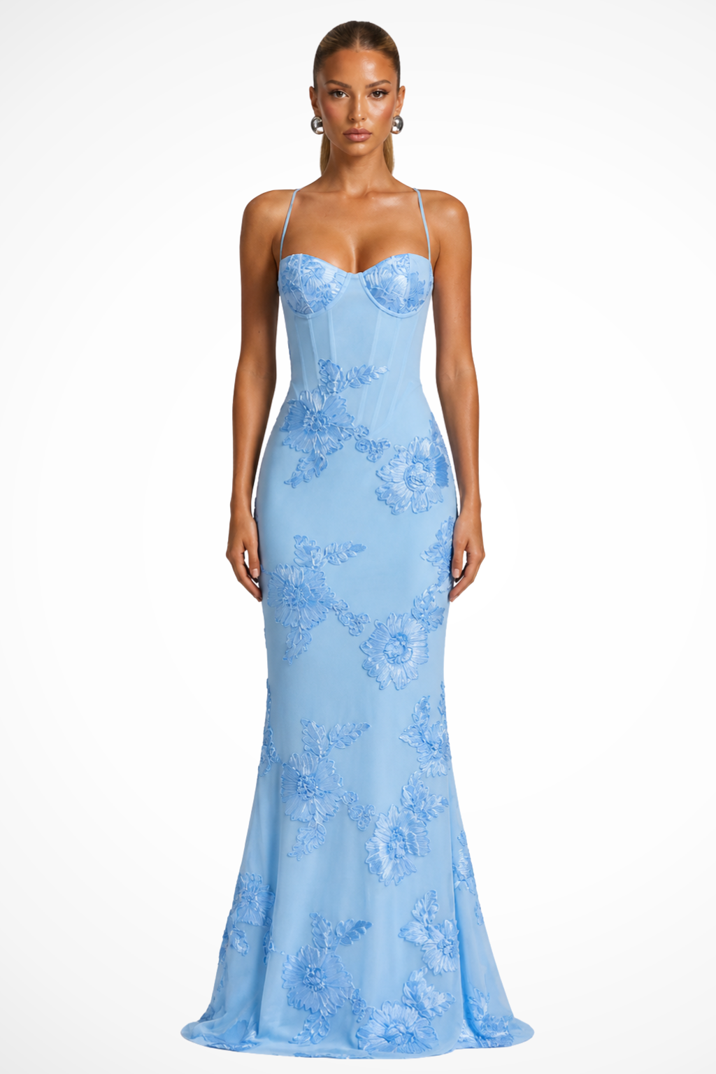 Robe Longue Sirène Femme Broderies Florales