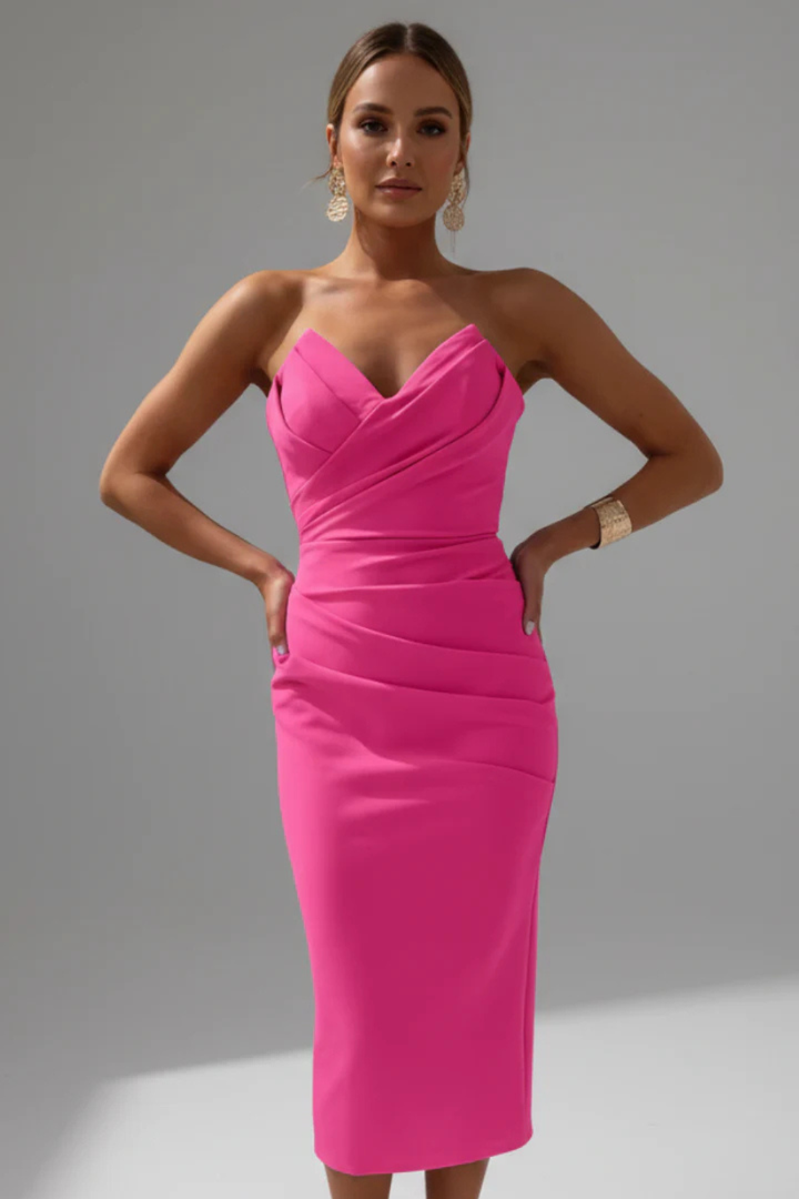 Robe Midi Femme Décolleté Cœur Cocktail