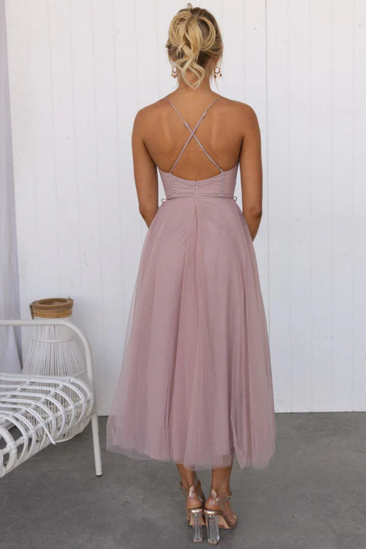 Robe Midi Bustier Tulle Femme Cérémonie