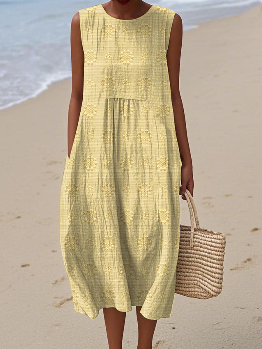 Robe Midi Femme Ample Sans Manches Été