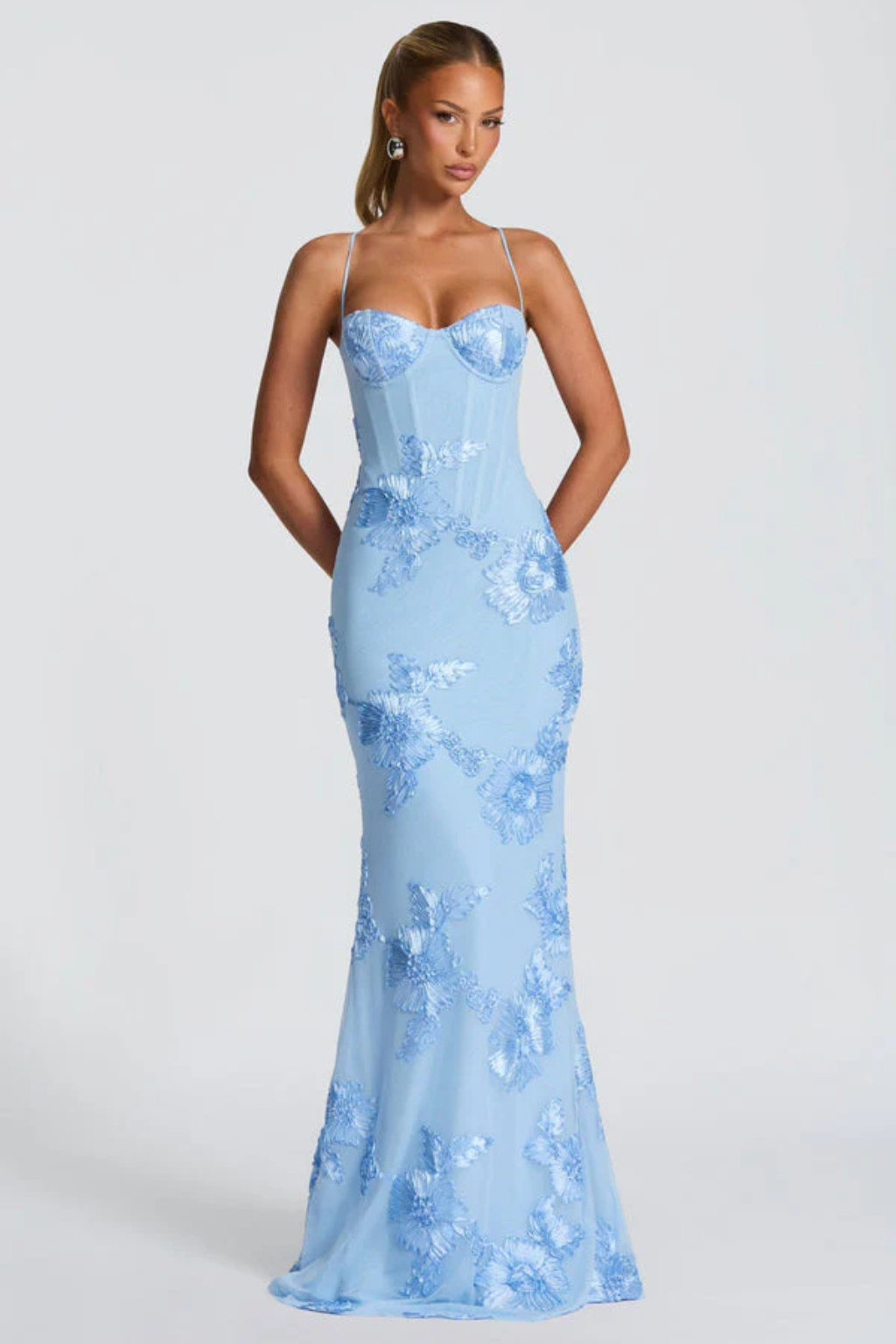Robe Longue Sirène Femme Broderies Florales