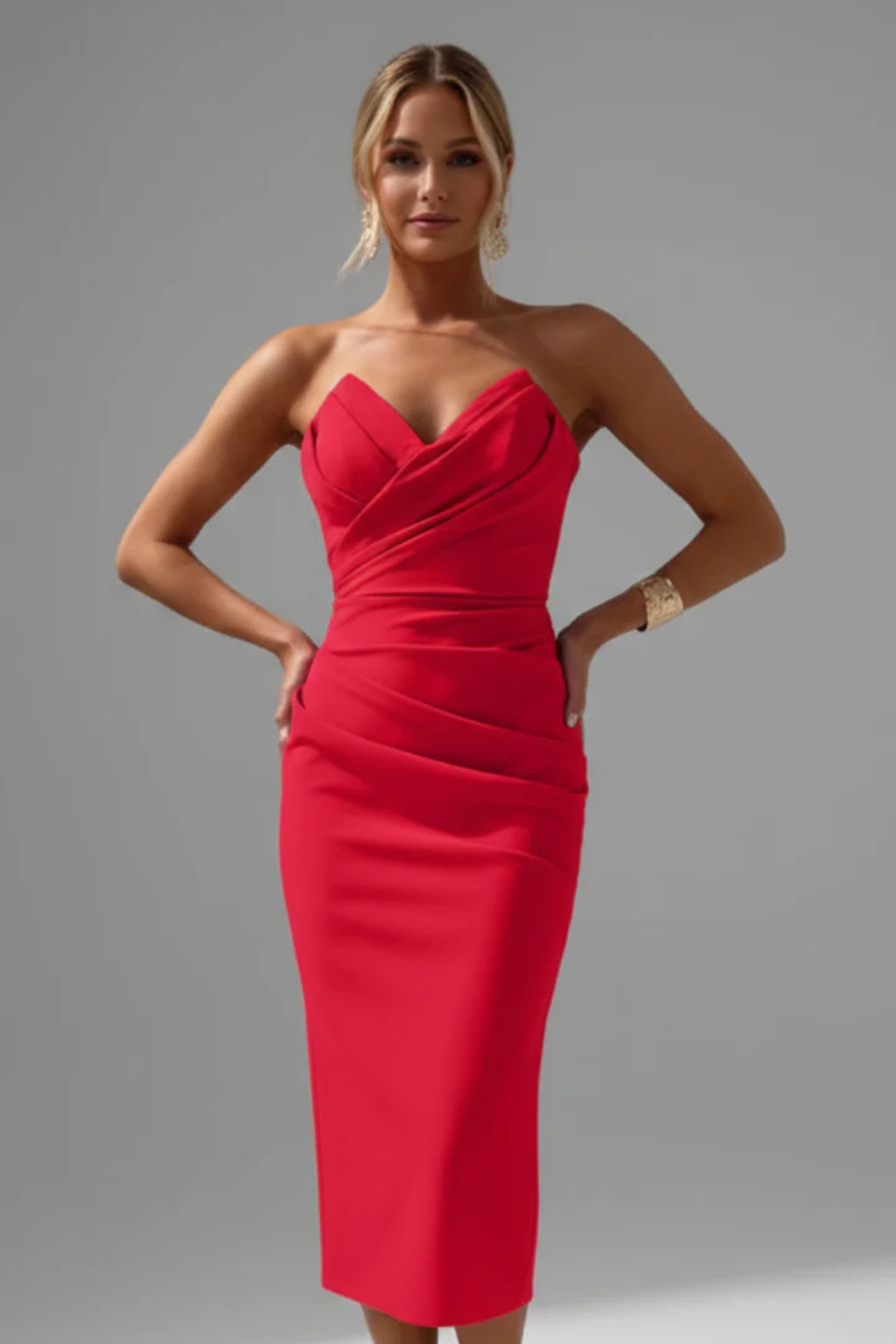 Robe Midi Femme Décolleté Cœur Cocktail