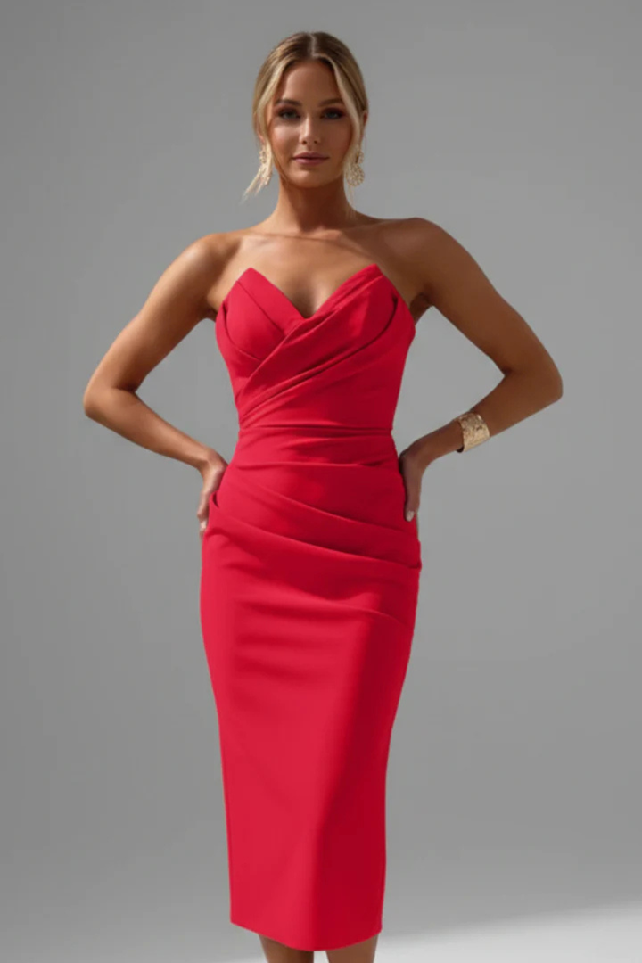Robe Midi Femme Décolleté Cœur Cocktail
