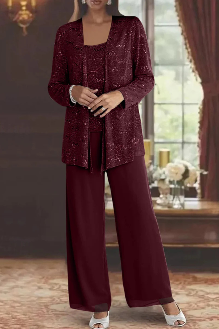Tailleur Trois Pièces Dentelle Sequins Femme Cérémonie