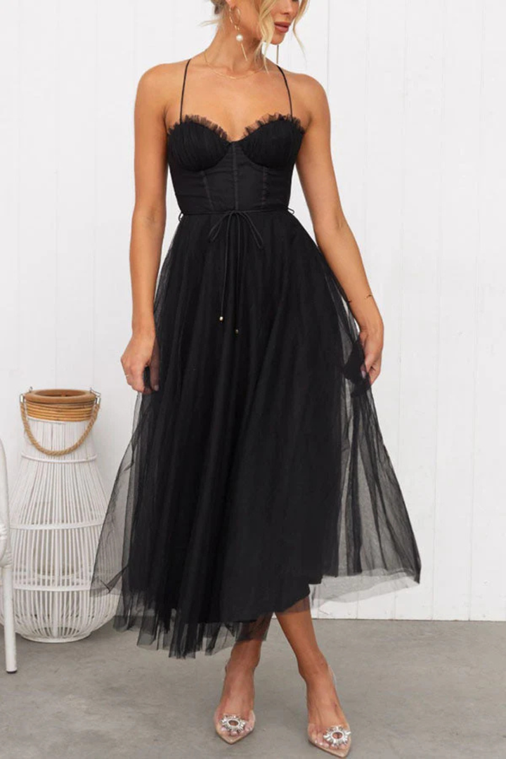 Robe Midi Bustier Tulle Femme Cérémonie