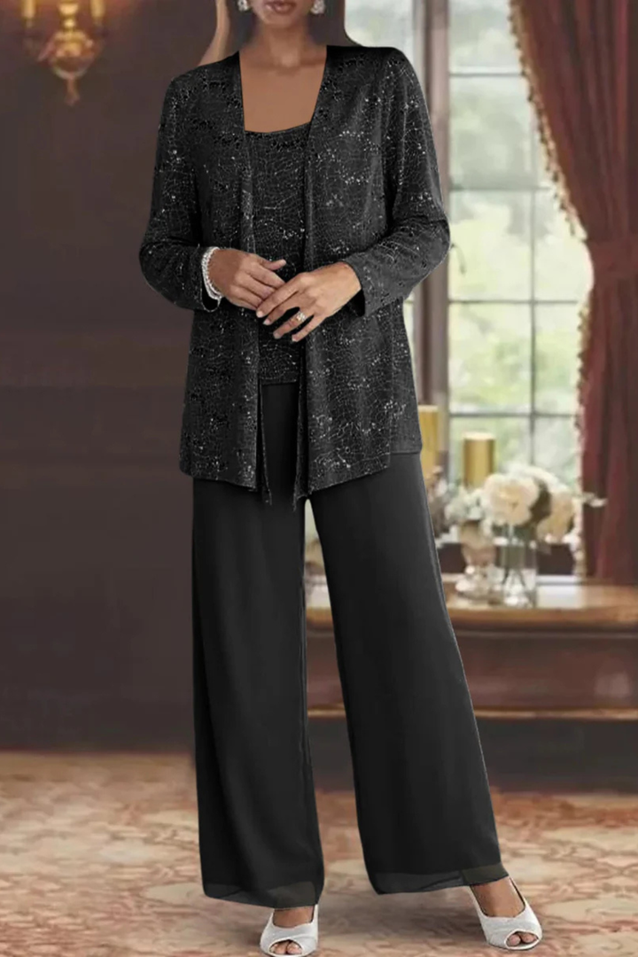 Tailleur Trois Pièces Dentelle Sequins Femme Cérémonie