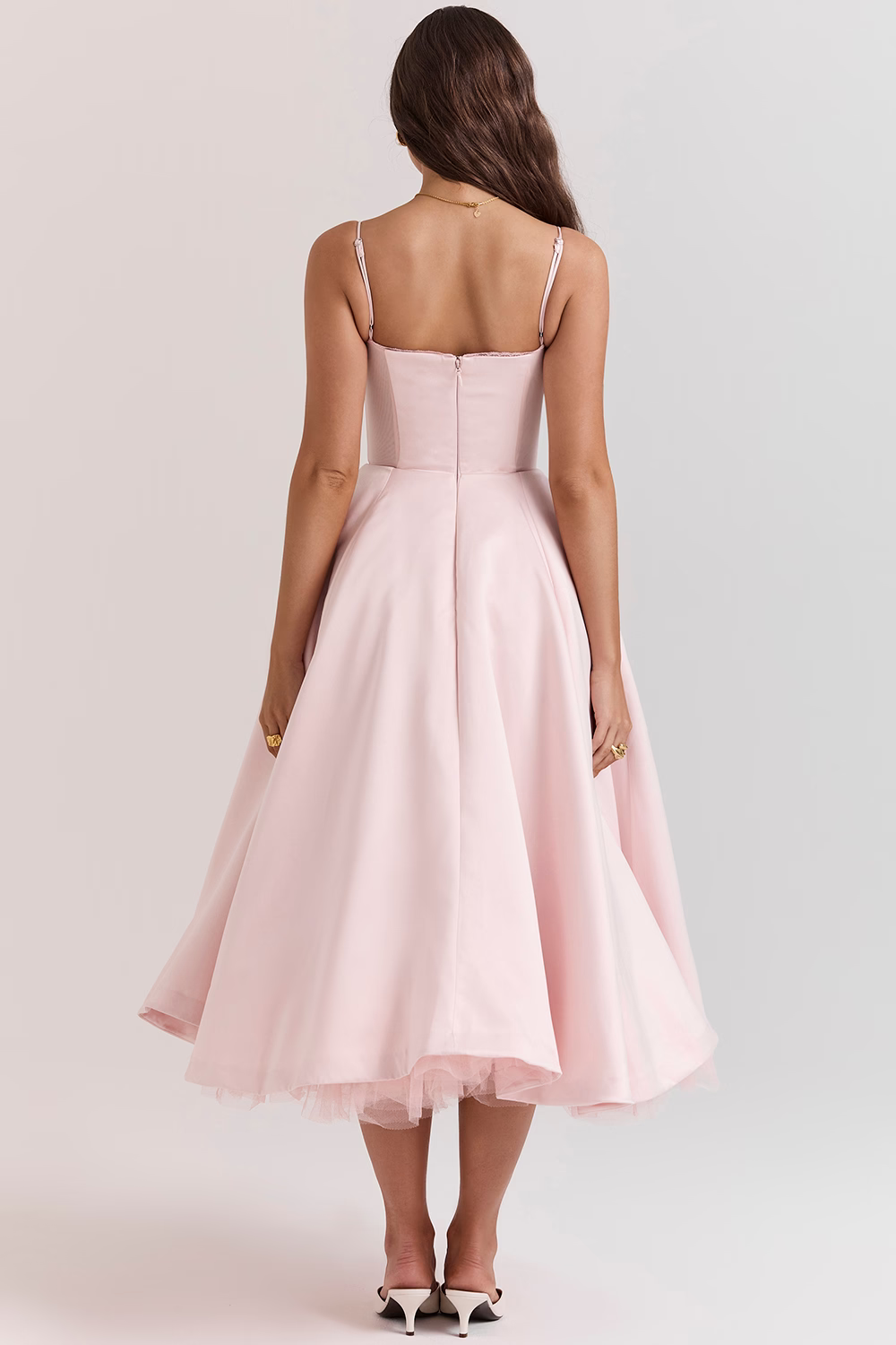 Robe Satinée Évasée Femme Soirée