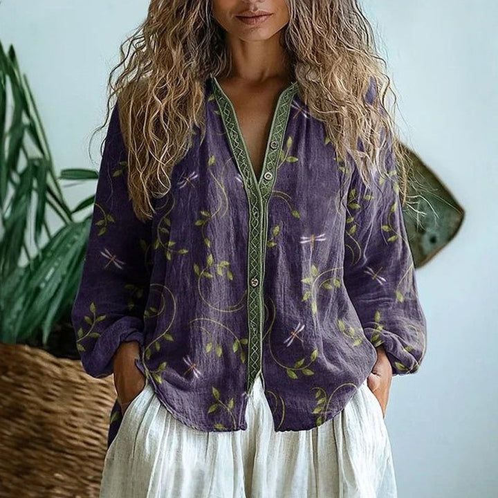 Blouse Fleurie Femme Col V Style Bohème