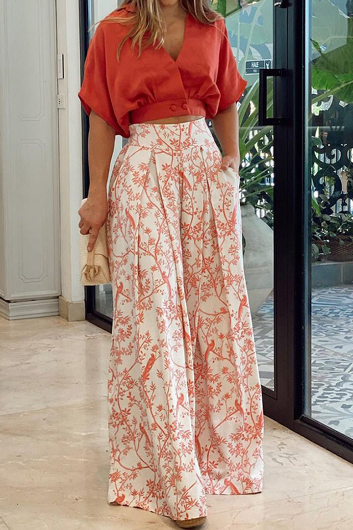 Ensemble Femme Blouse et Pantalon Fluide Imprimé