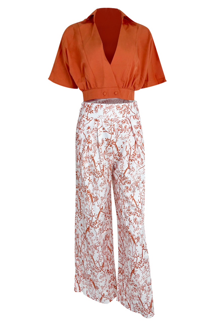 Ensemble Femme Blouse et Pantalon Fluide Imprimé