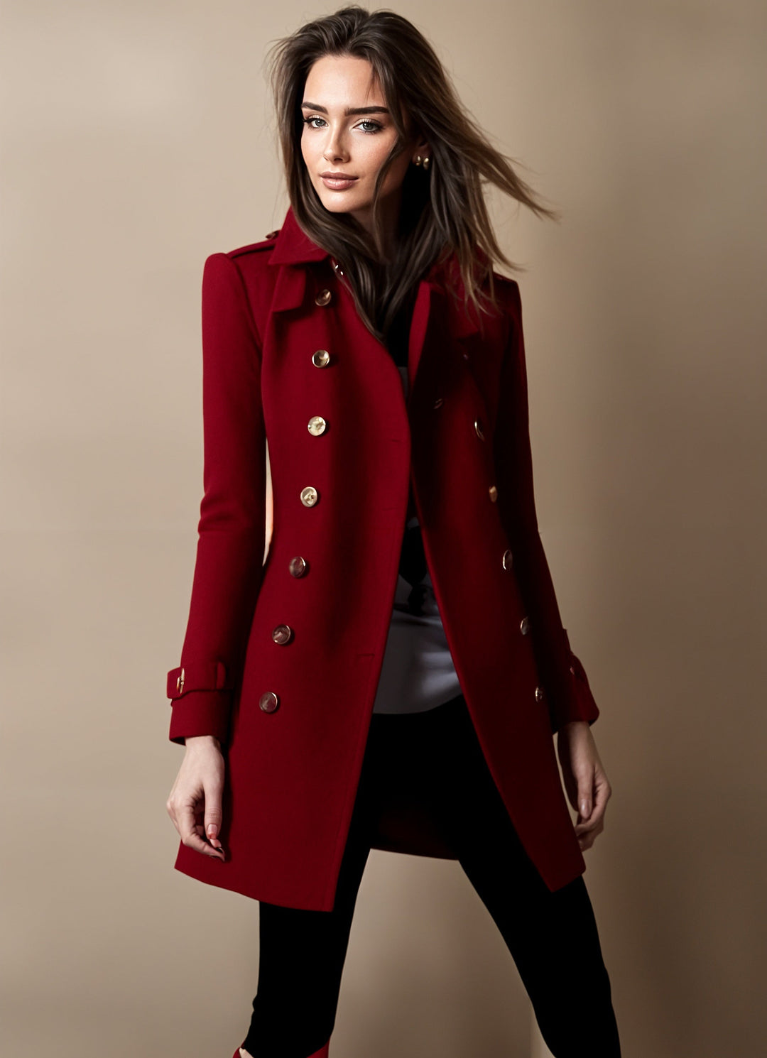 Manteau Femme Double Boutonnage Col Revers