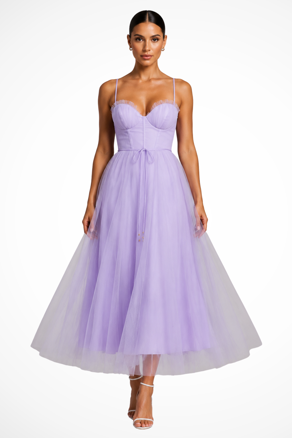 Robe Midi Bustier Tulle Femme Cérémonie