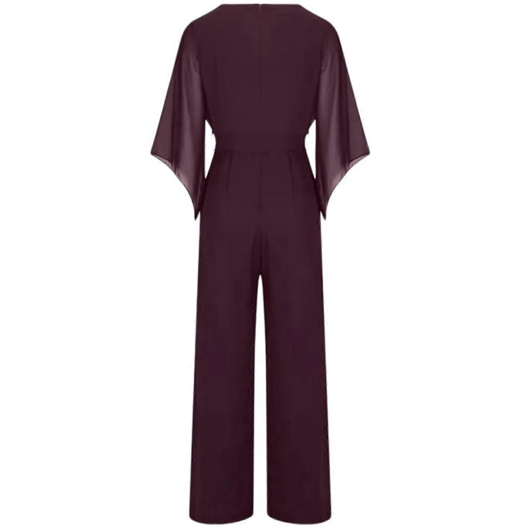 Combinaison Élégante Pour Femme à Jambes Larges et Manches Volantées