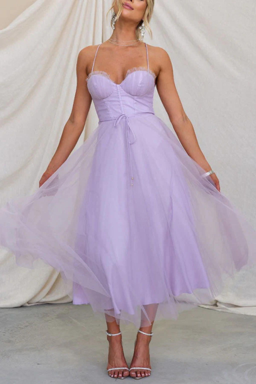 Robe Midi Bustier Tulle Femme Cérémonie